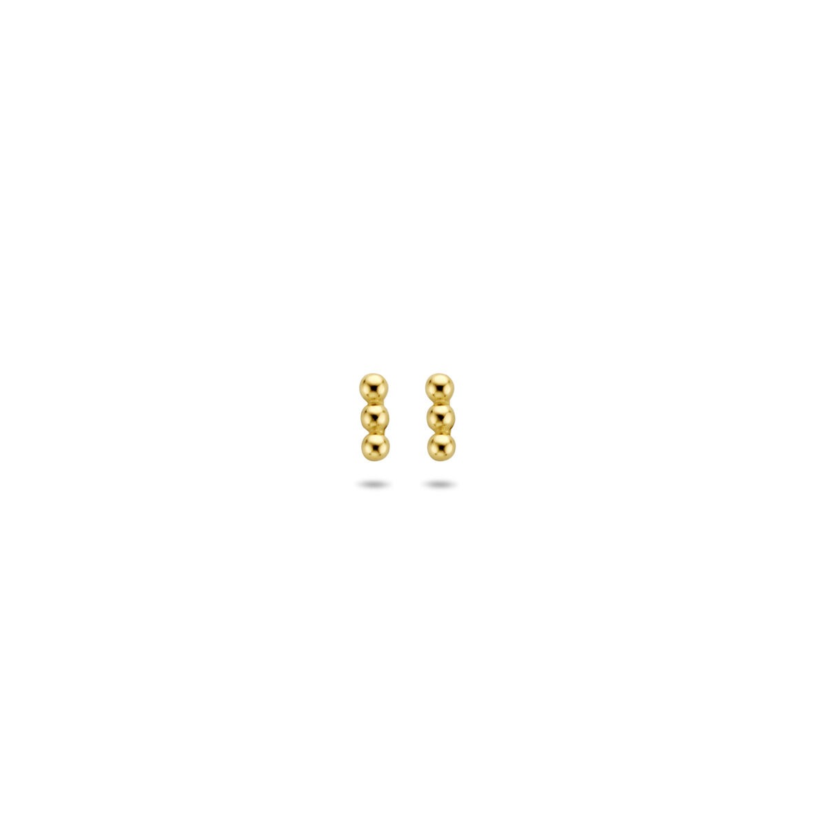 Orecchini in oro giallo 14k con tre sfere.