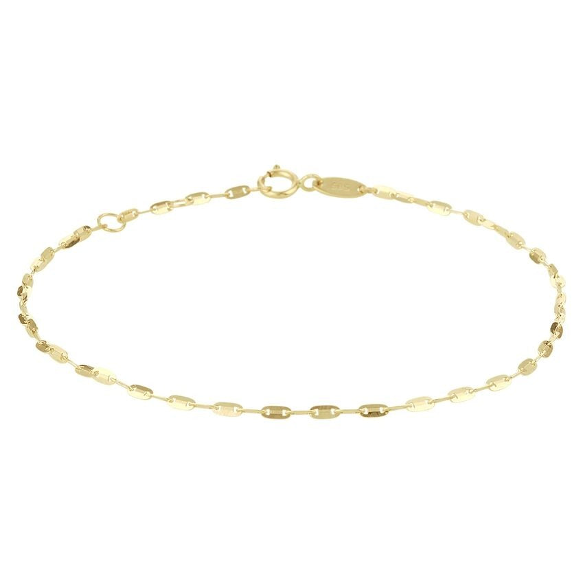 Bracciale da caviglia in oro giallo 14k con maglie ovali.