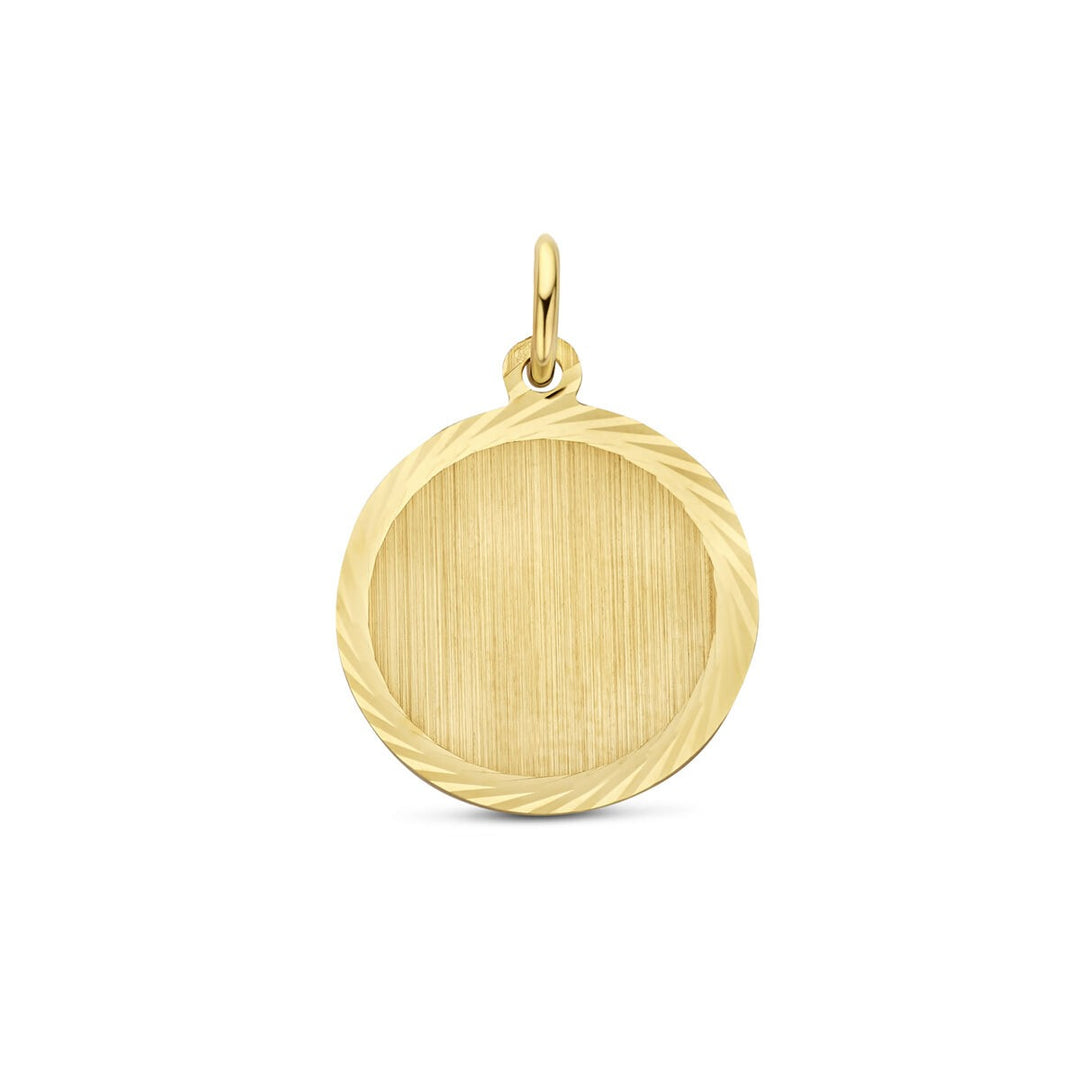9k Gouden Graveer Hanger Rond