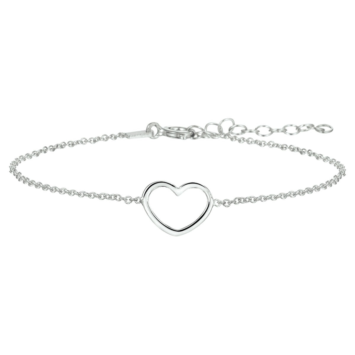 Bracciale in argento rodiato 925 con pendente a forma di cuore.