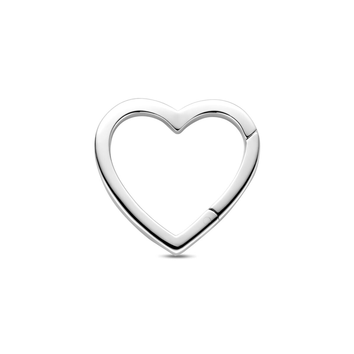 Ciondolo a forma di cuore in argento rodiato.