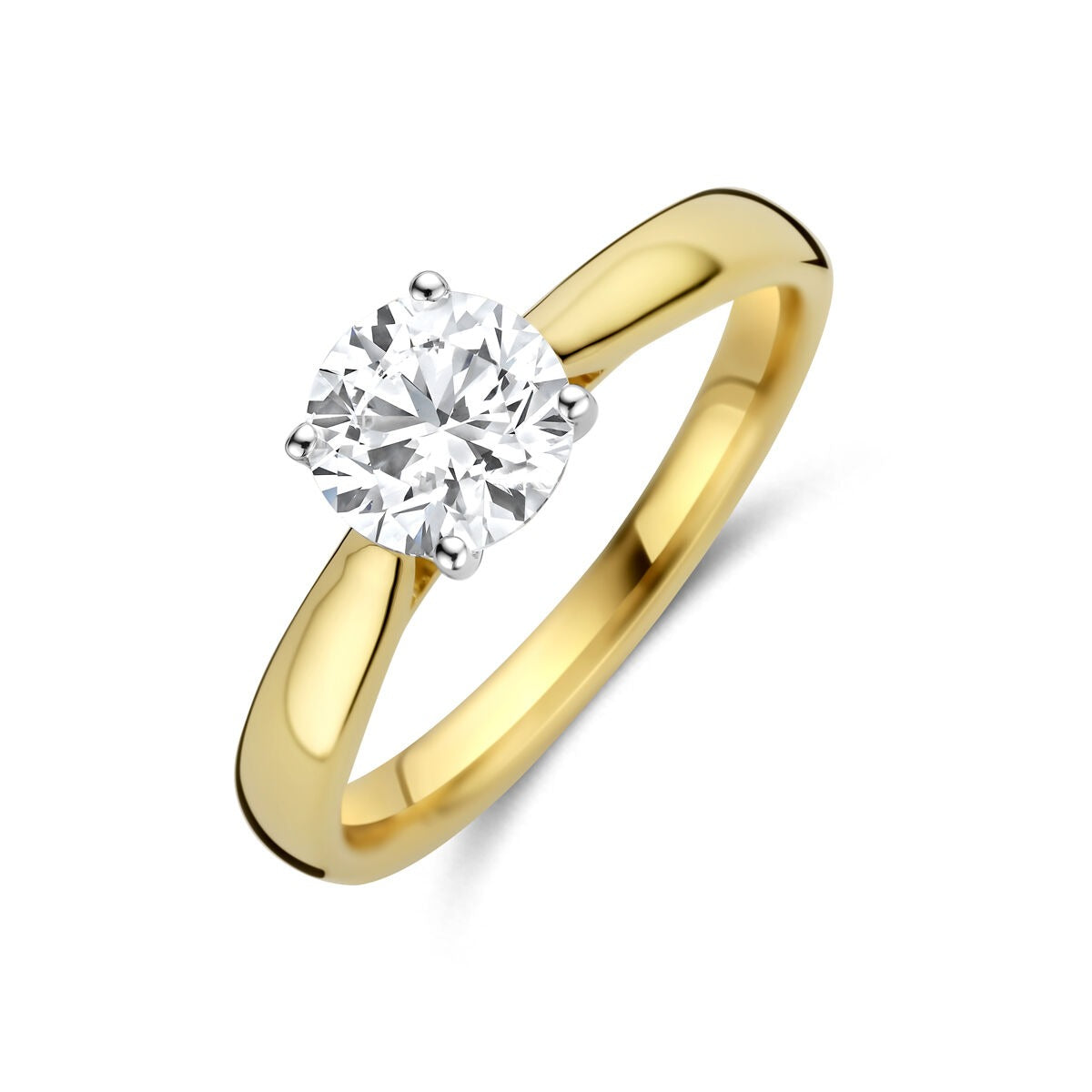 Anello bicolore in oro 14k con diamante lab-grown da 1.00 ct.