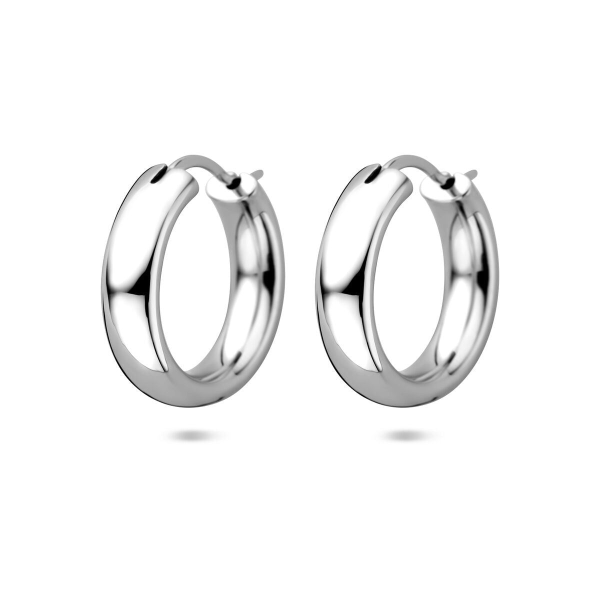 Orecchini alla creola in argento 925 rodiato, diametro di 20 mm.
