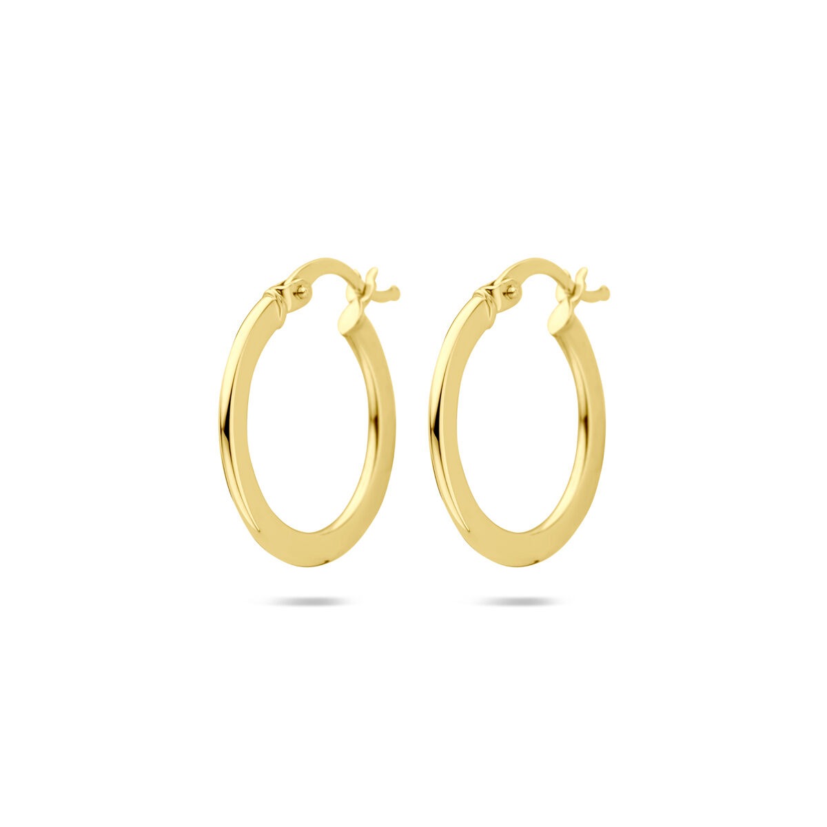Orecchini alla creola in oro giallo 14k, forma ovale, dimensioni 21 x 1 mm.