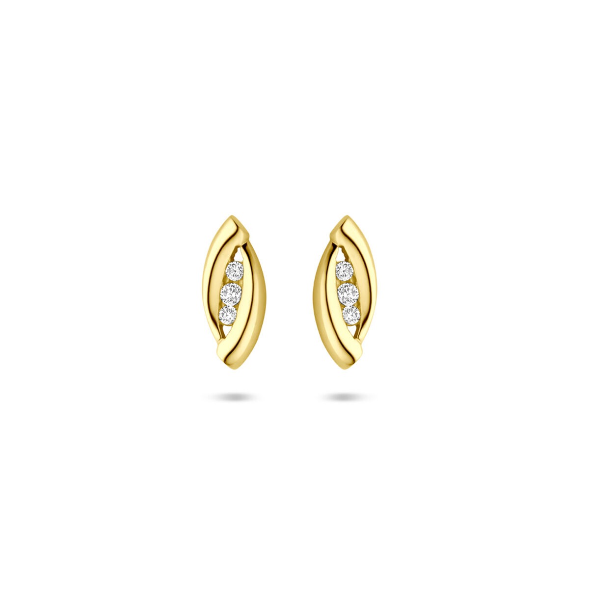 Orecchini in oro giallo 14k con design a entourage e zircone scintillanti.