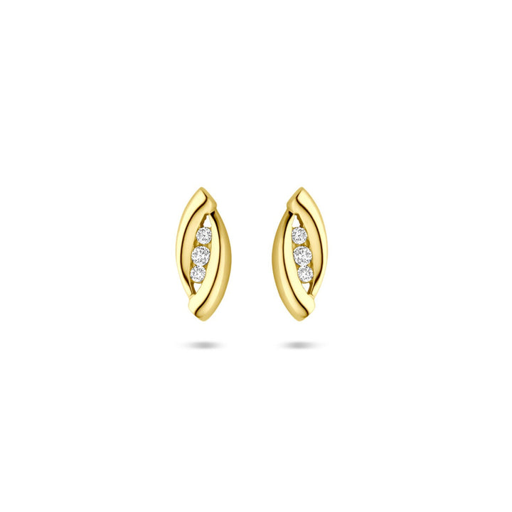 14k Geelgouden oorknoppen met zirkonia – sprankelend entourage ontwerp