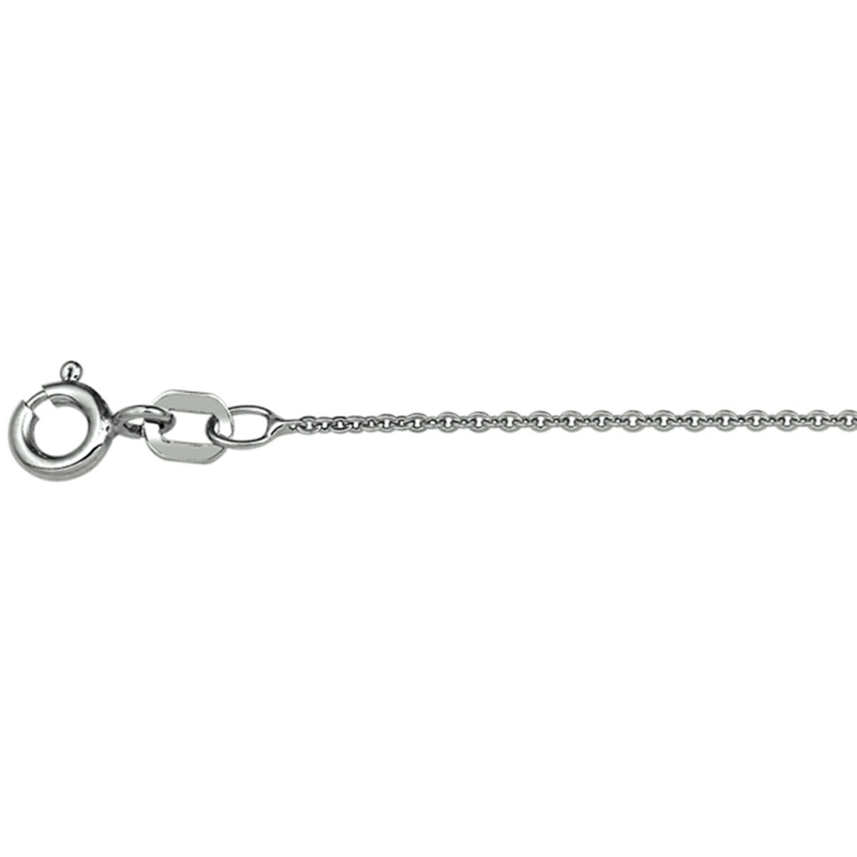 Zilveren gerhodineerde ketting met een plat ankerdesign en een karabijnsluiting.