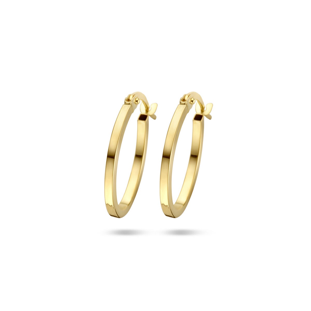 Orecchini alla creola in oro giallo, design slanciato ed elegante.