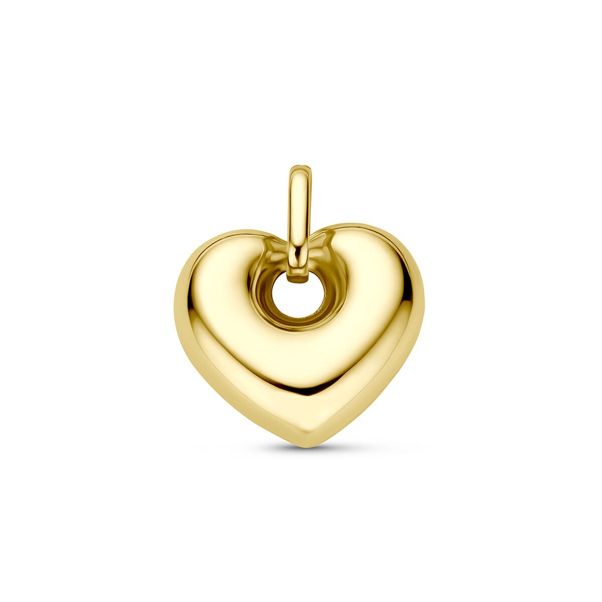 Ciondolo a forma di cuore in oro giallo 9 carati, lucido e arrotondato.