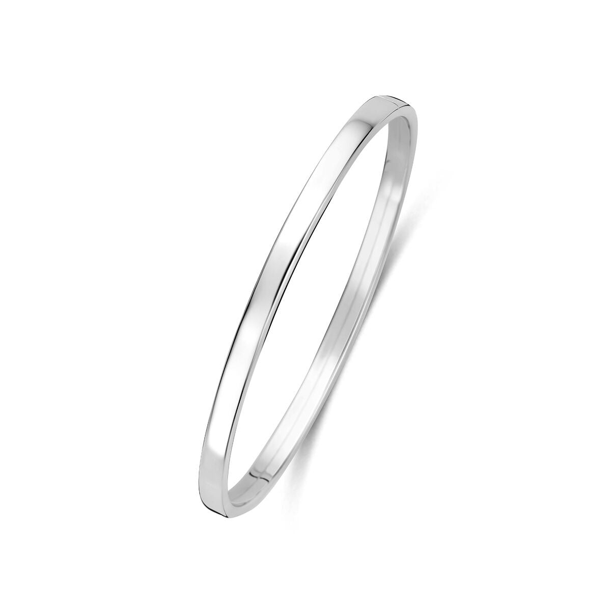 Gerhodineerde 925 zilveren bangle met een strakke, gladde afwerking en een slanke vorm.