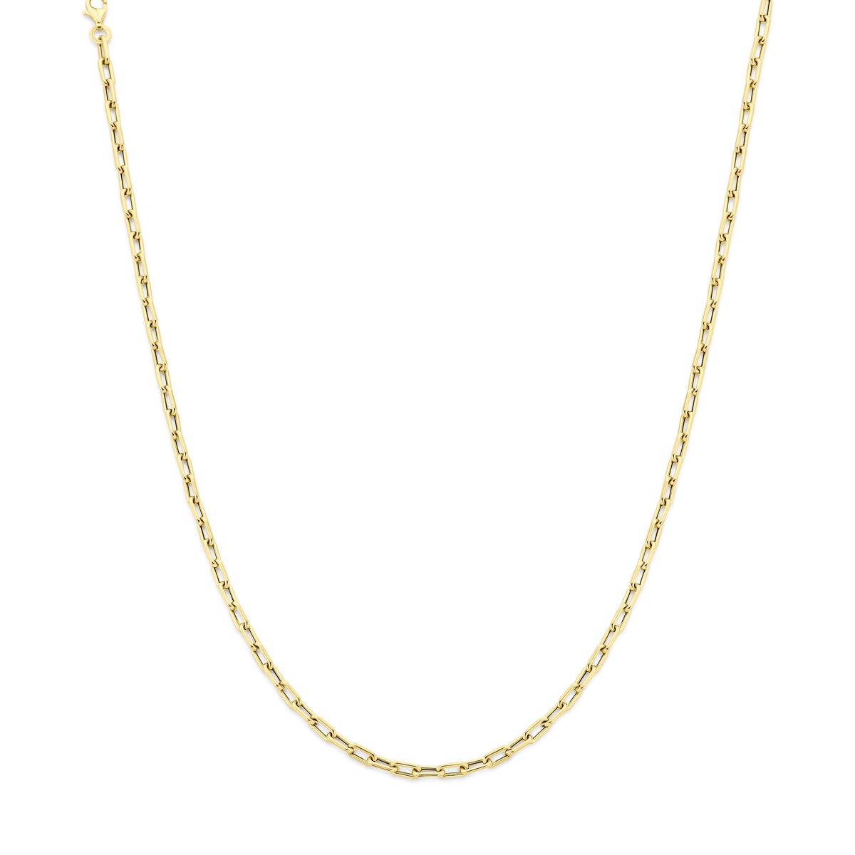 14k gouden ankerketting met een fijne, glanzende schakelstructuur.