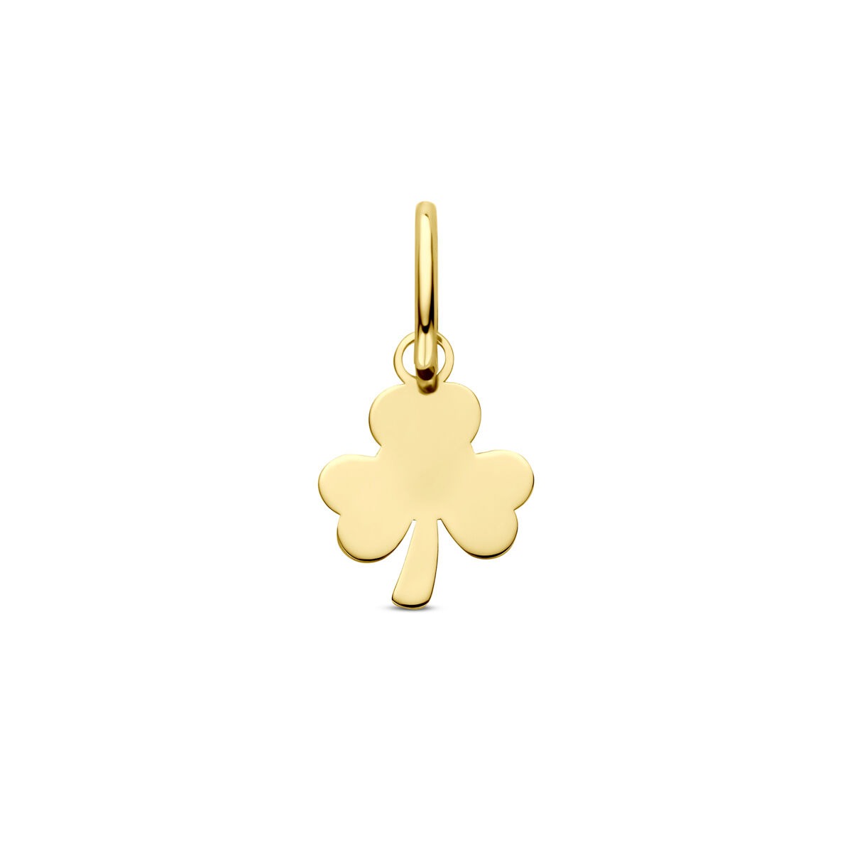 Ciondolo a forma di quadrifoglio in oro giallo 14k.