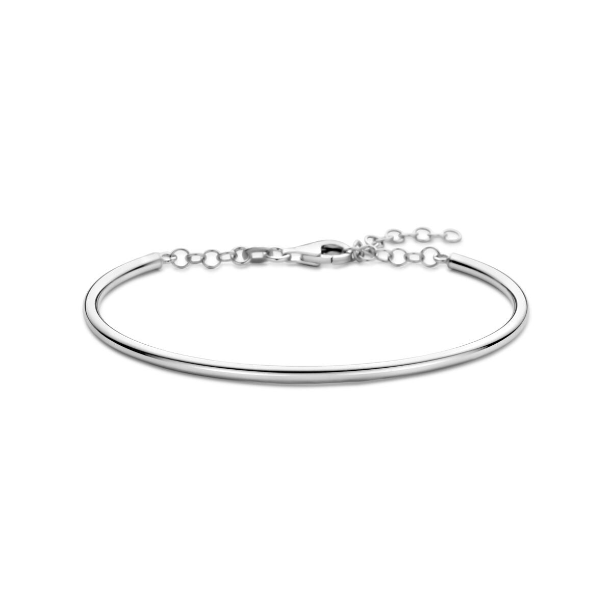 Zilveren dames armband van gerhodineerd 925 zilver met een fijne schakel, afmetingen 65 x 3,3 mm.