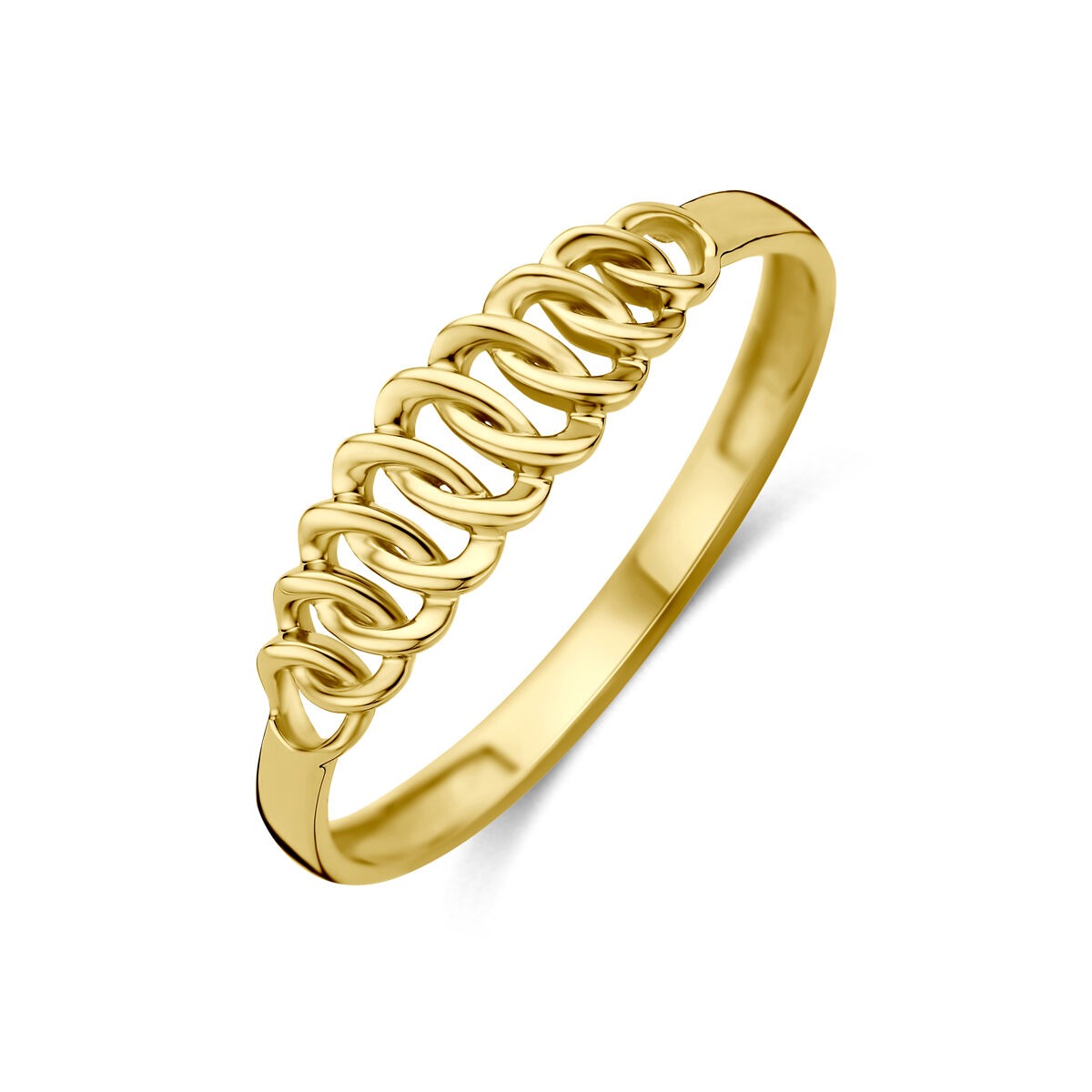 Anello in oro giallo 14k di 4,5 mm con motivo intrecciato.