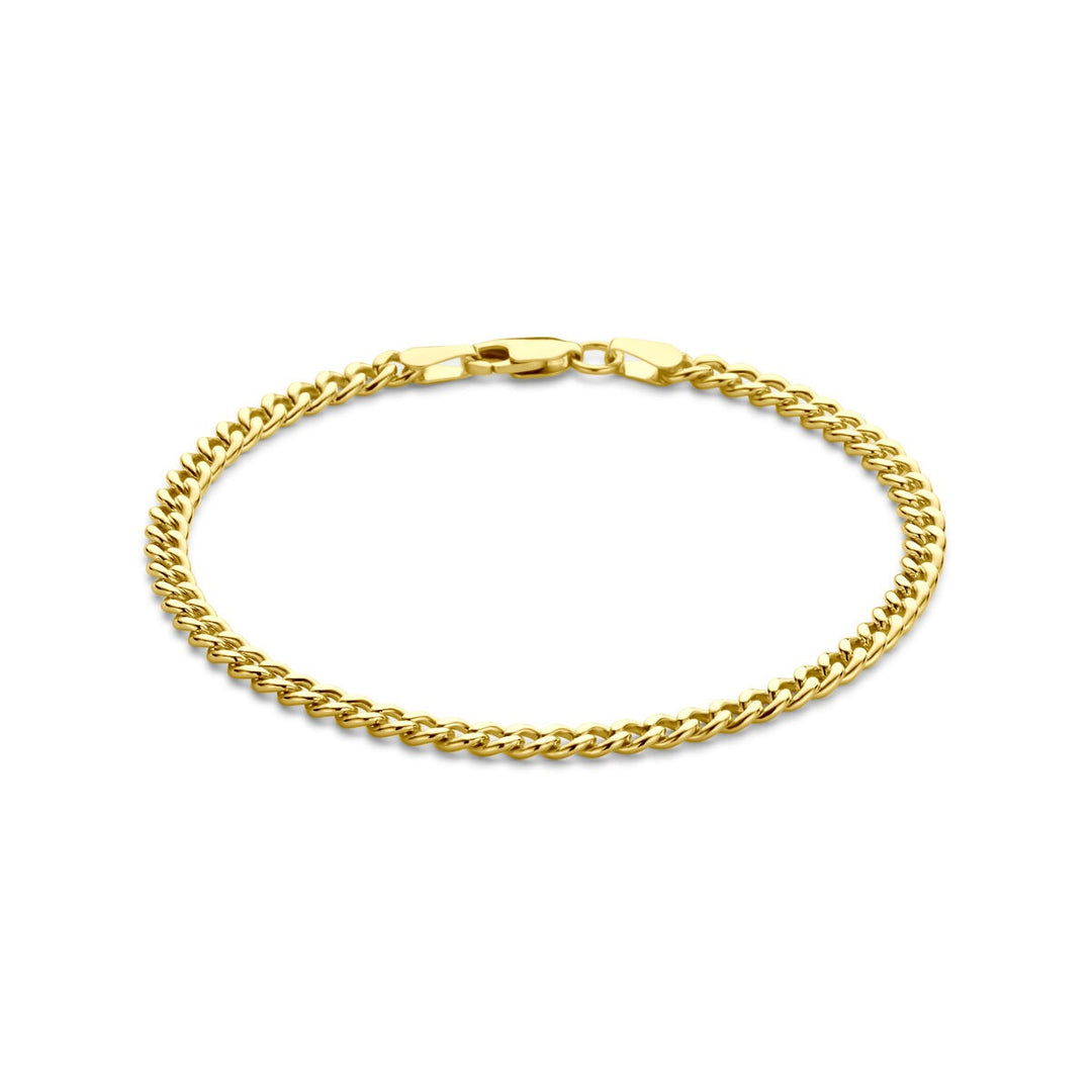 Geslepen gourmette armband– 14k geelgoud met zilverkern, 3.7 mm breed