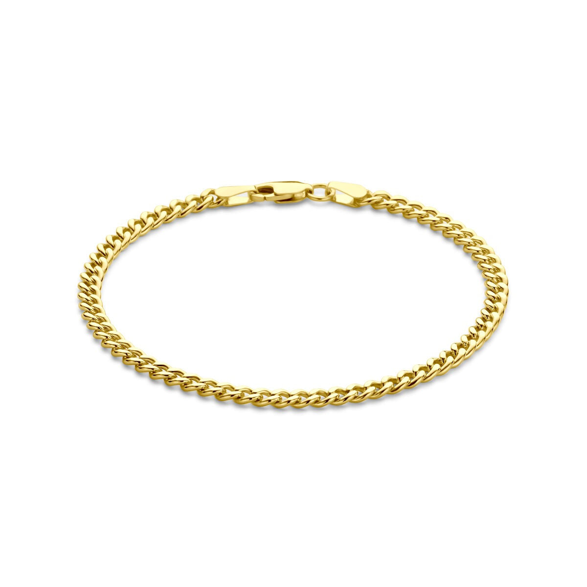 Bracciale in oro giallo 14k con maglia rolò, larghezza 3,7 mm.