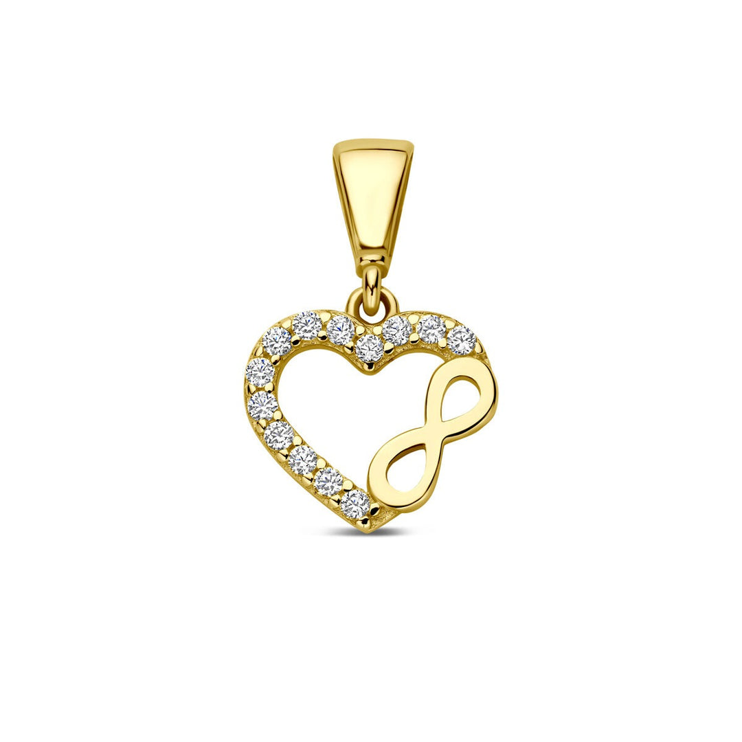 9k geelgouden hanger hart met infinity en zirkonia