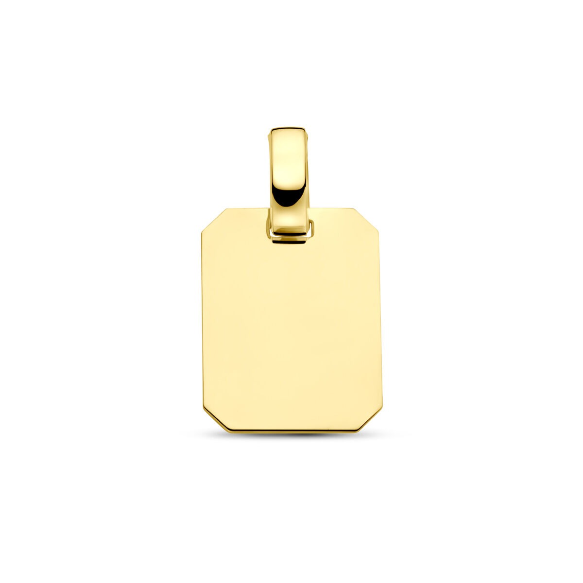 Ciondolo rettangolare in oro giallo 14k, semplice e senza tempo.