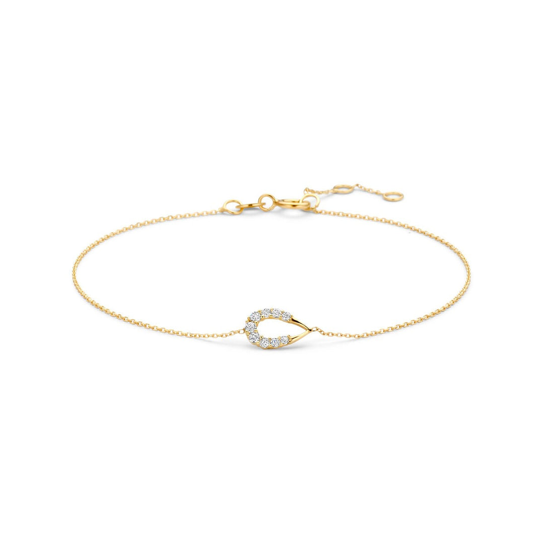 9k Geelgouden armband met druppel en zirkonia