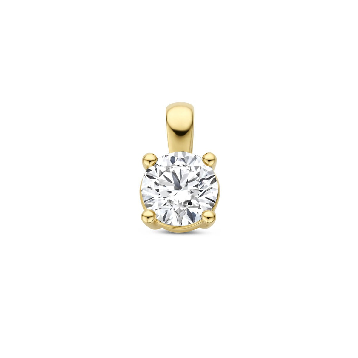 Pendente in oro giallo 14k con diamante lab-grown da 0,25 ct, taglio brillante.