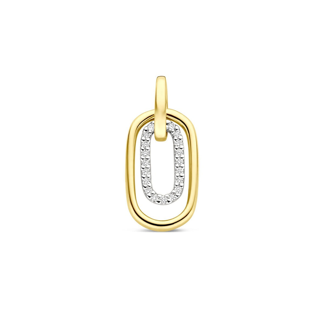 14k Bicolor hanger met diamant – geel- en witgoud, 0.08 ct