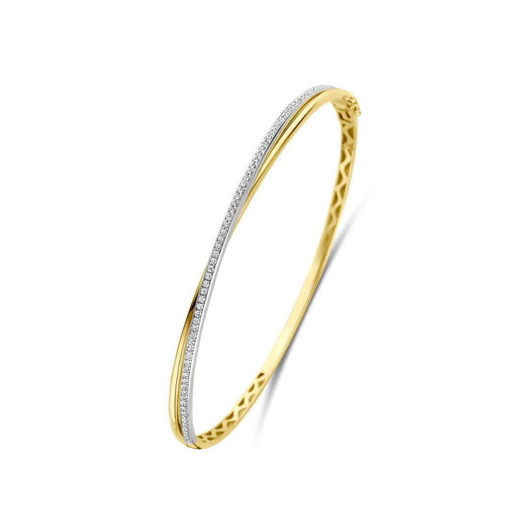14k Bicolor gouden bangle met diamant