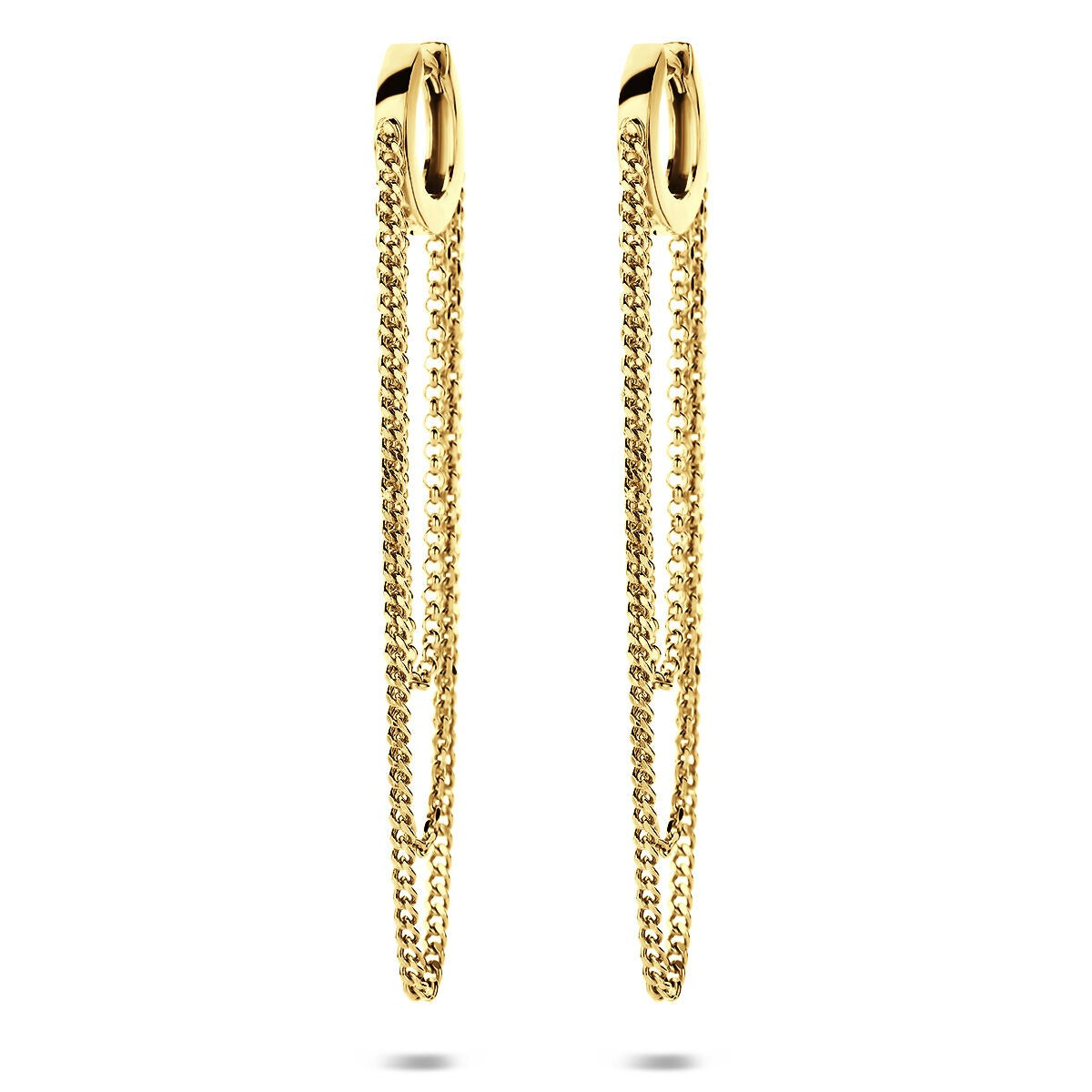 Orecchini pendenti a catena in argento 925 dorato.