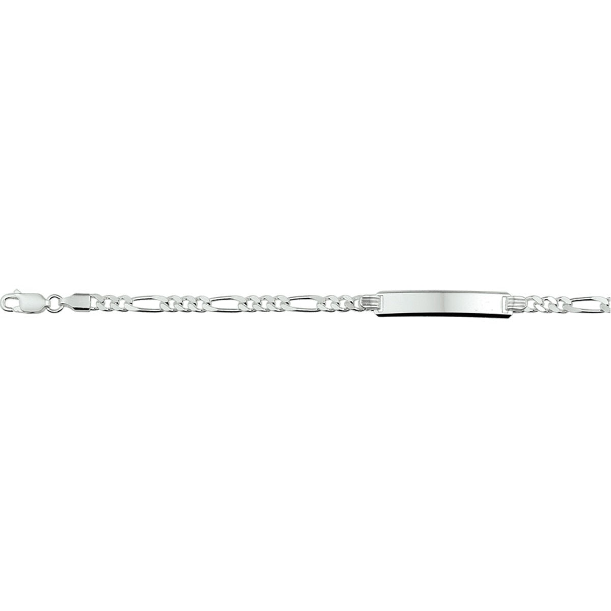 Bracciale in argento con maglia figaro e placca per incisione, unisex.