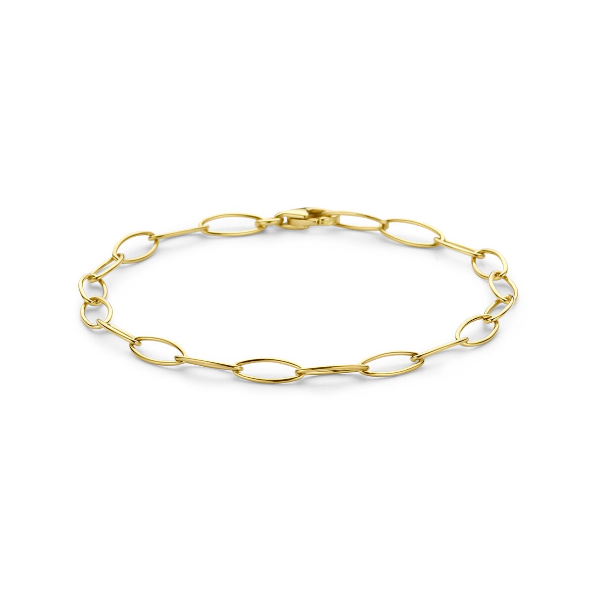 Bracciale in oro giallo 14k con maglie a forma di anello.