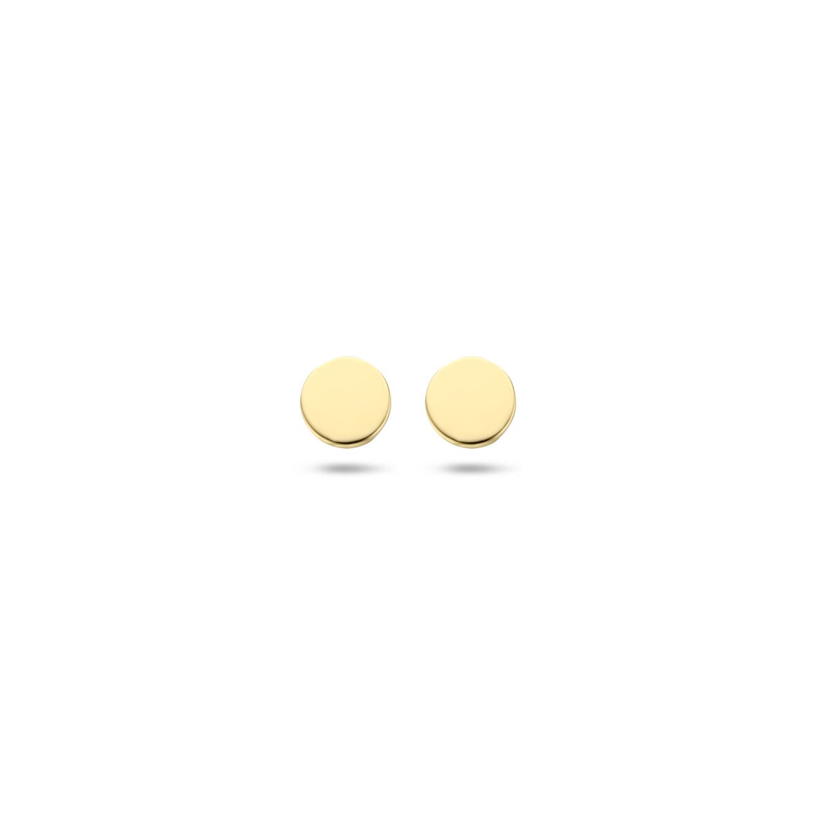 Gouden ronde oorknoppen van 14k, 4 mm, met een gepolijste afwerking.