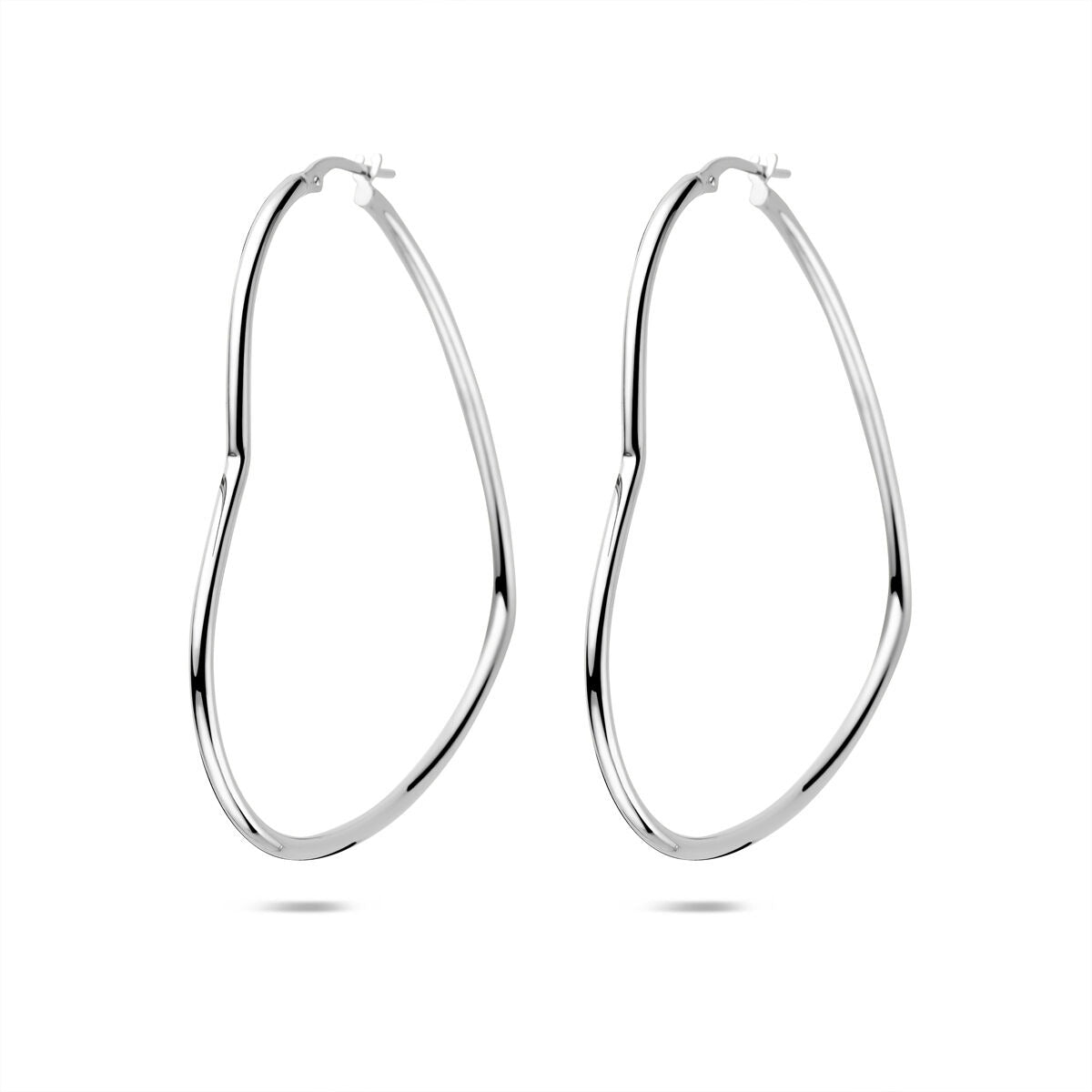 Orecchini a cerchio in argento a forma di cuore - argento 925 rodiato