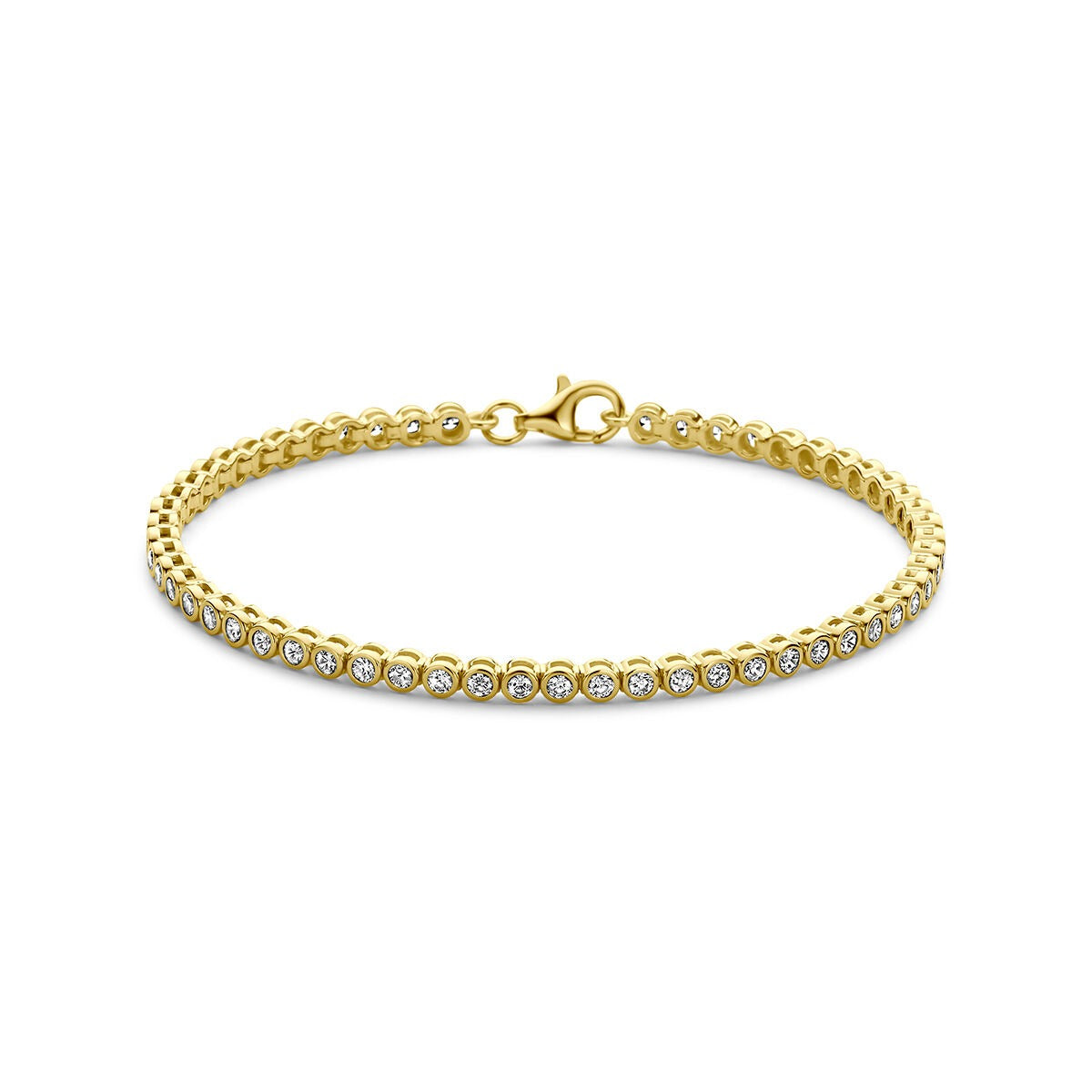 Bracciale tennis in argento 925 dorato con zirconi.