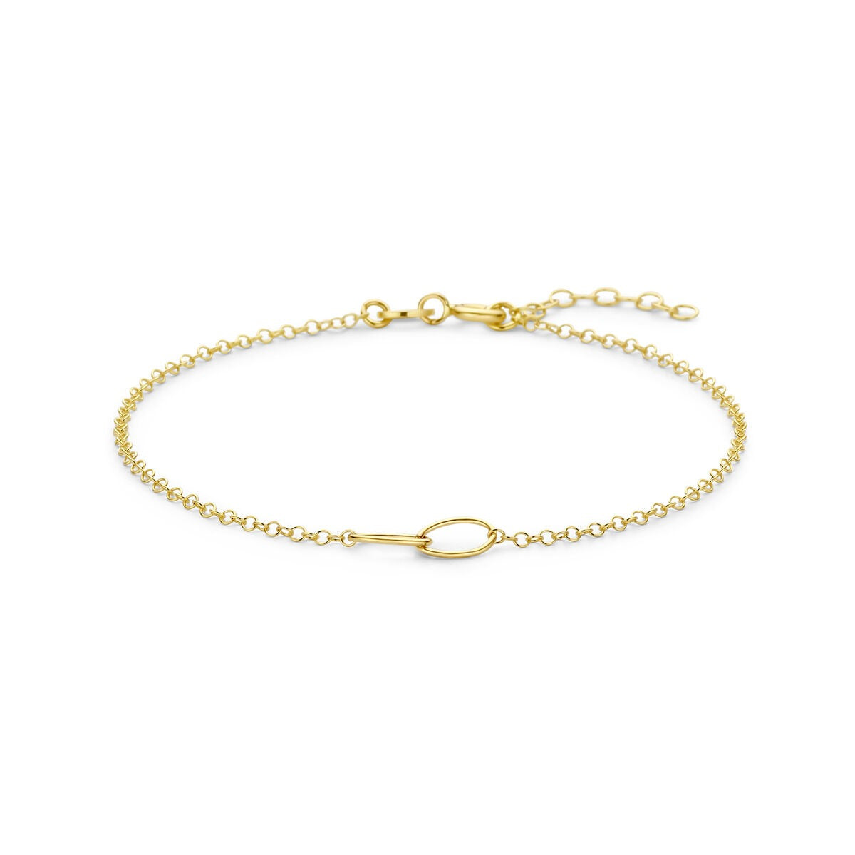 Bracciale in oro giallo 14k con maglie ovali e chiusura regolabile.