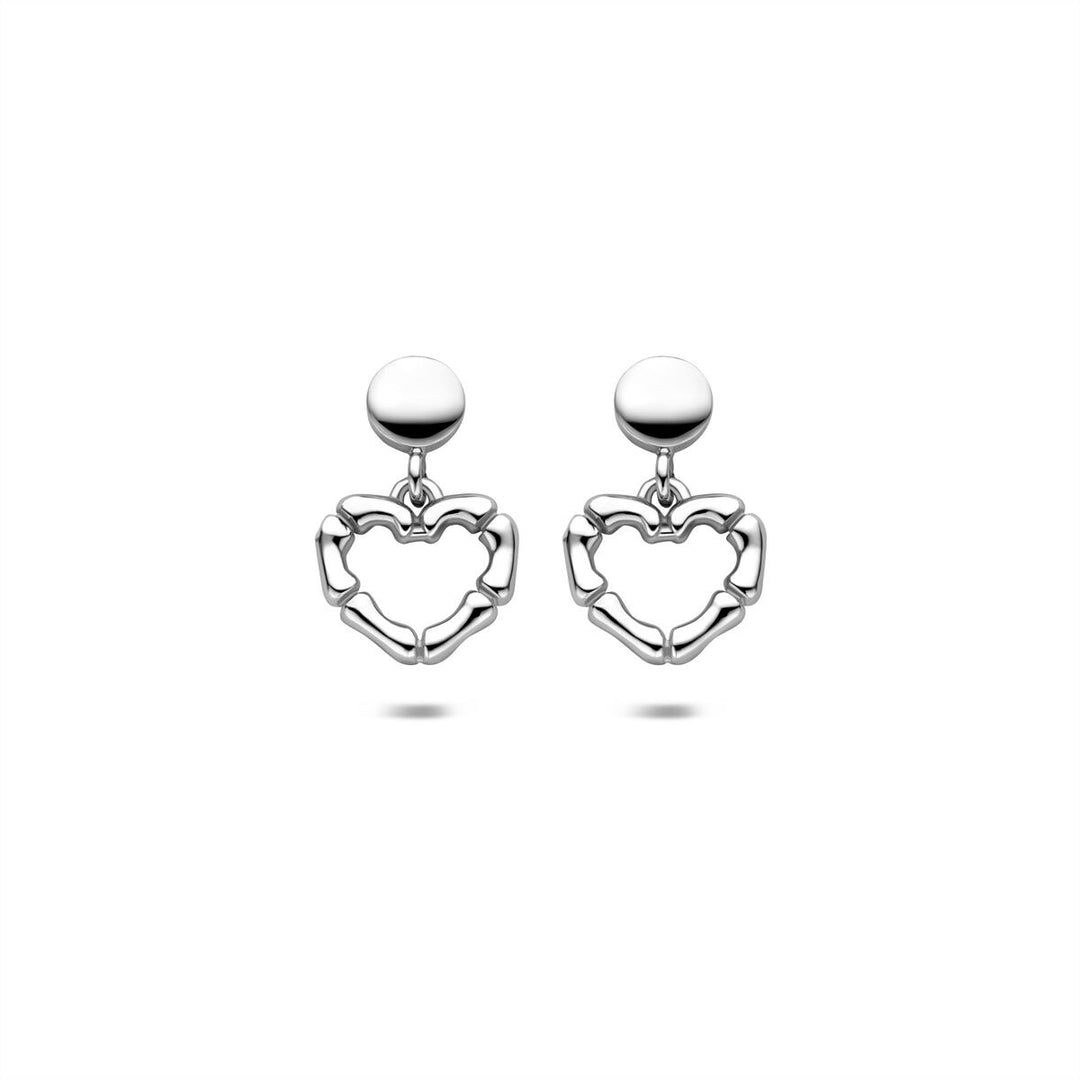 Zilveren oorhangers met hartje – gerhodineerd 925 zilver 16,5 mm