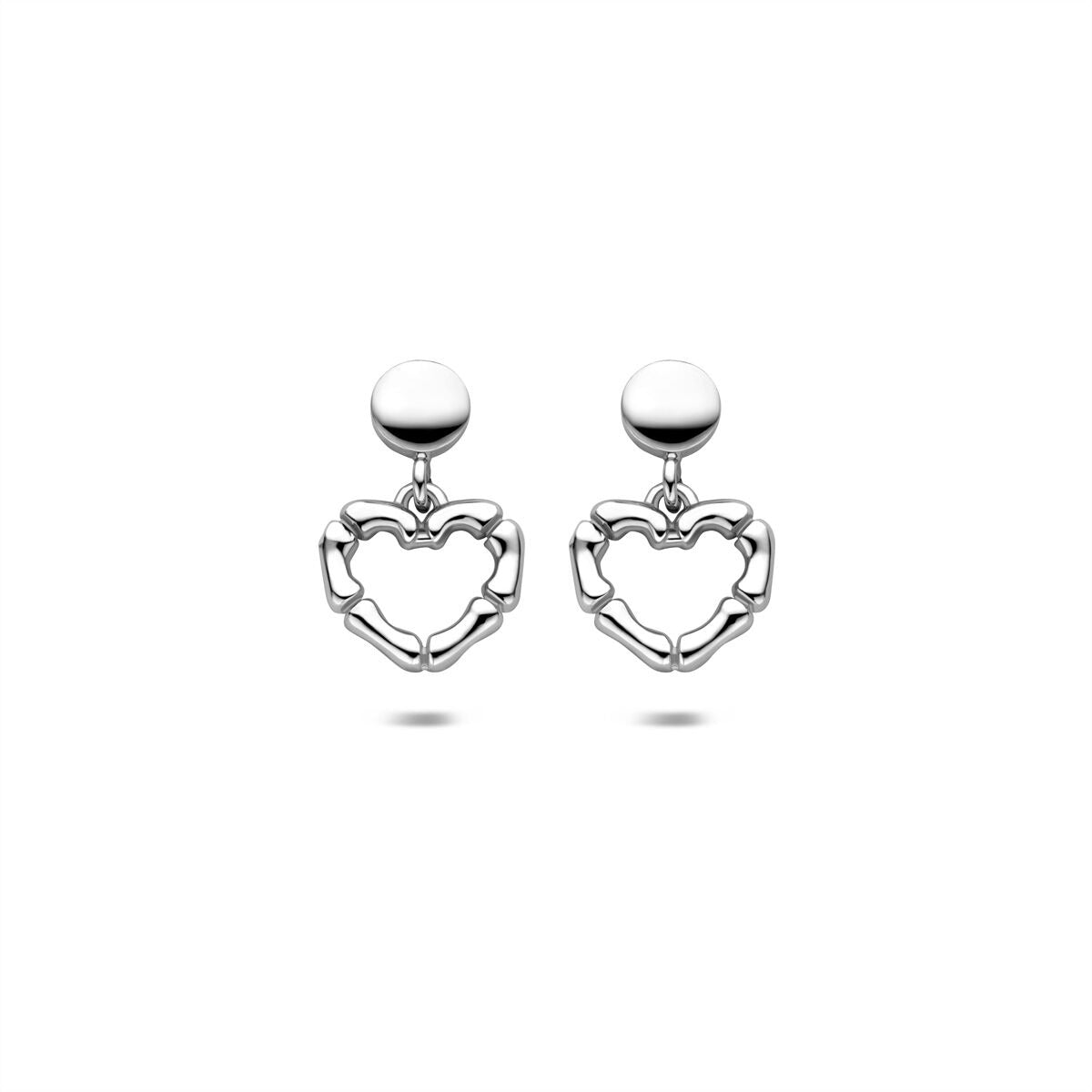 Orecchini pendenti in argento con cuoricino – argento 925 rodiato 16,5 mm