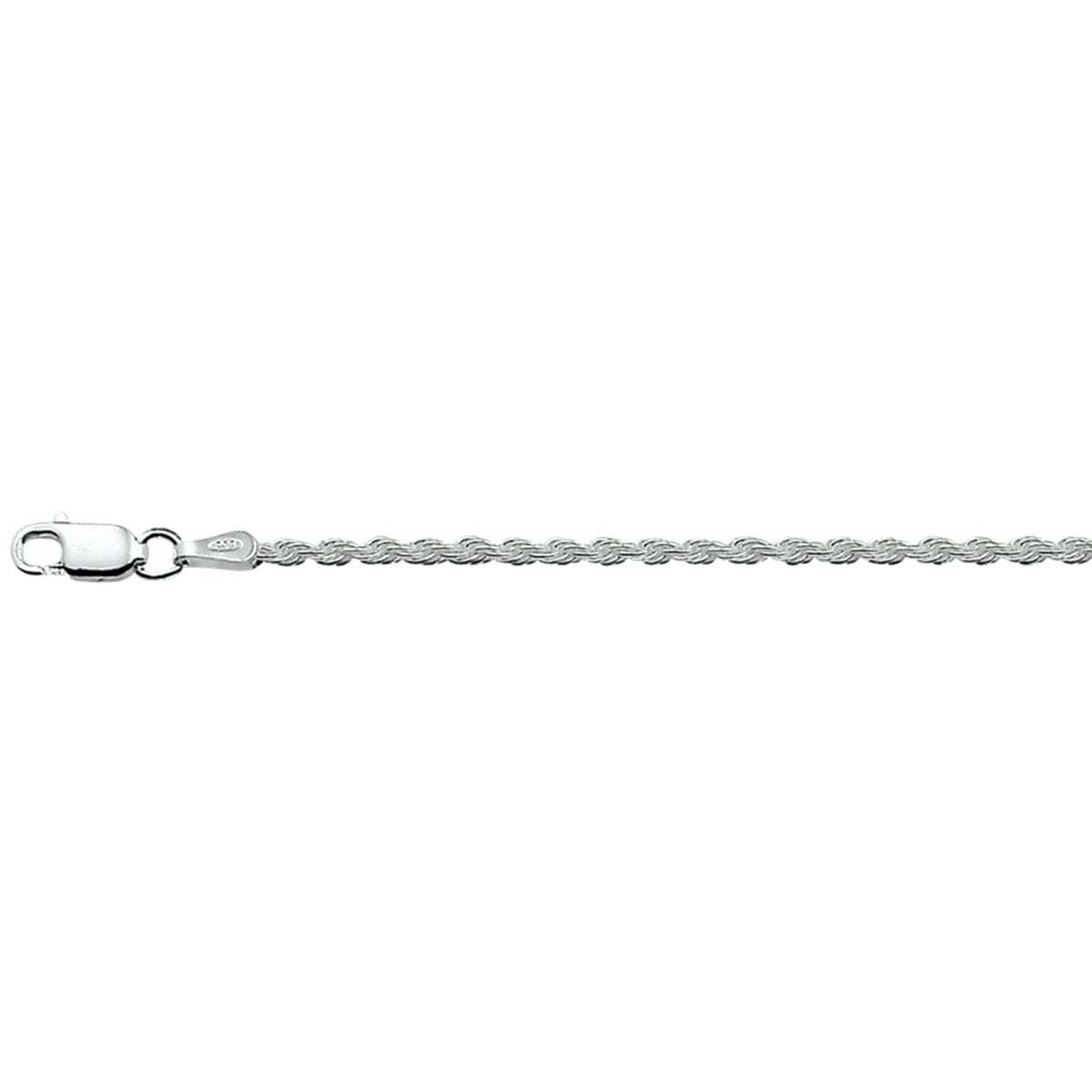 Bracciale alla caviglia in argento rodiato con maglie a corda.
