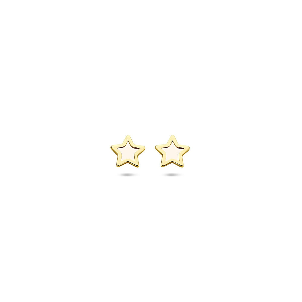 Orecchini a forma di stella in oro giallo 14k con finitura in madreperla.