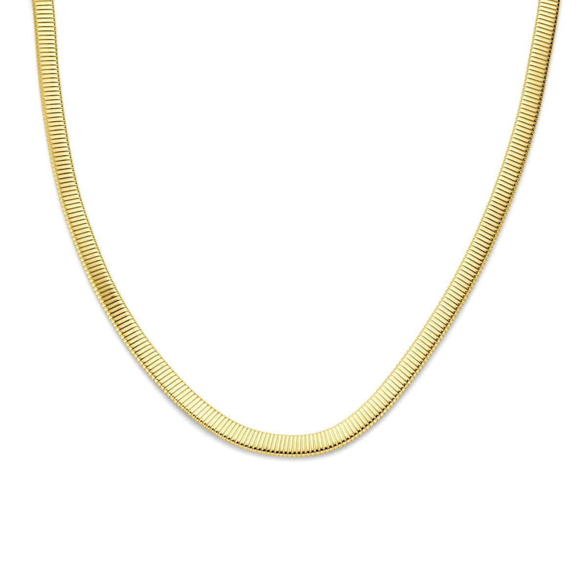 Collana in oro giallo 14k con maglia tubogas.