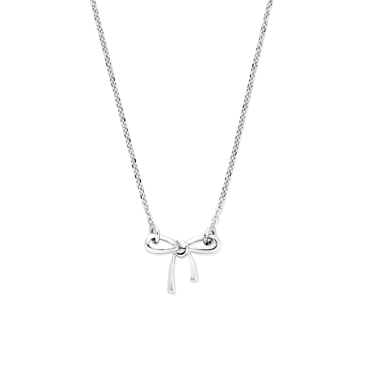 Collana in argento con pendente a fiocco in argento 925 rodiato.