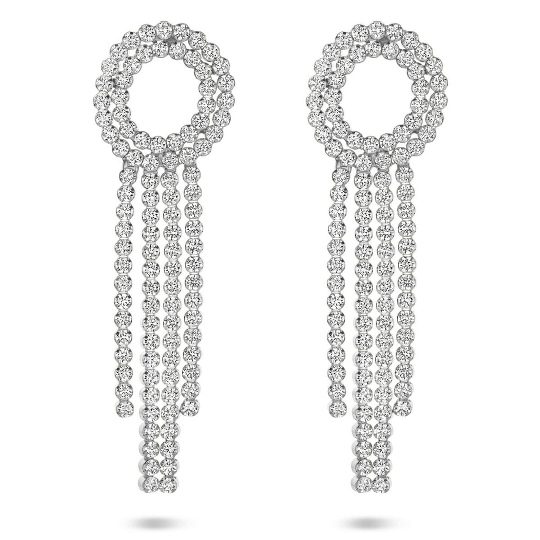 Gerhodineerd zilveren oorhangers met zirkonia – 62 mm