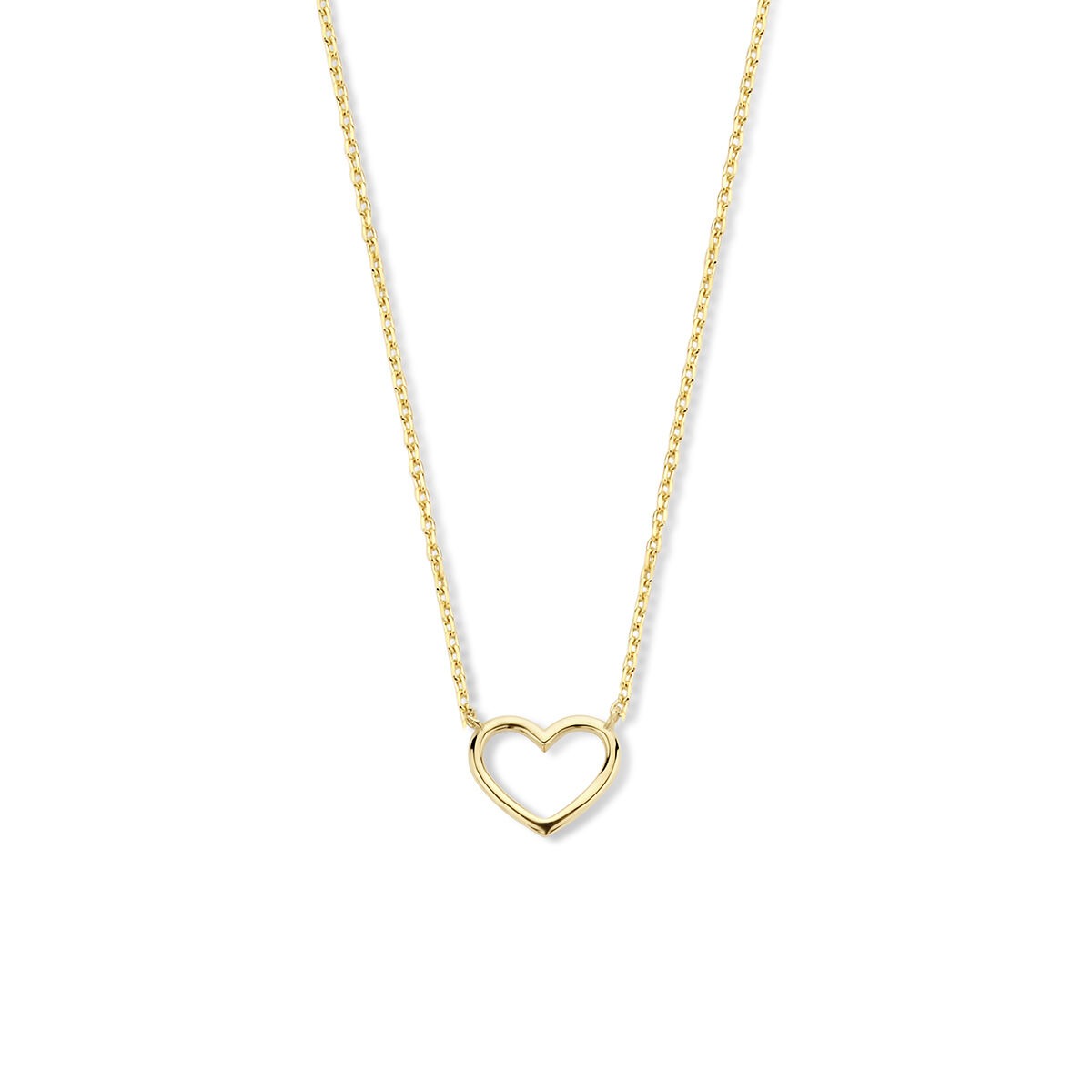 Collana in oro giallo 9k con pendente a forma di cuore.