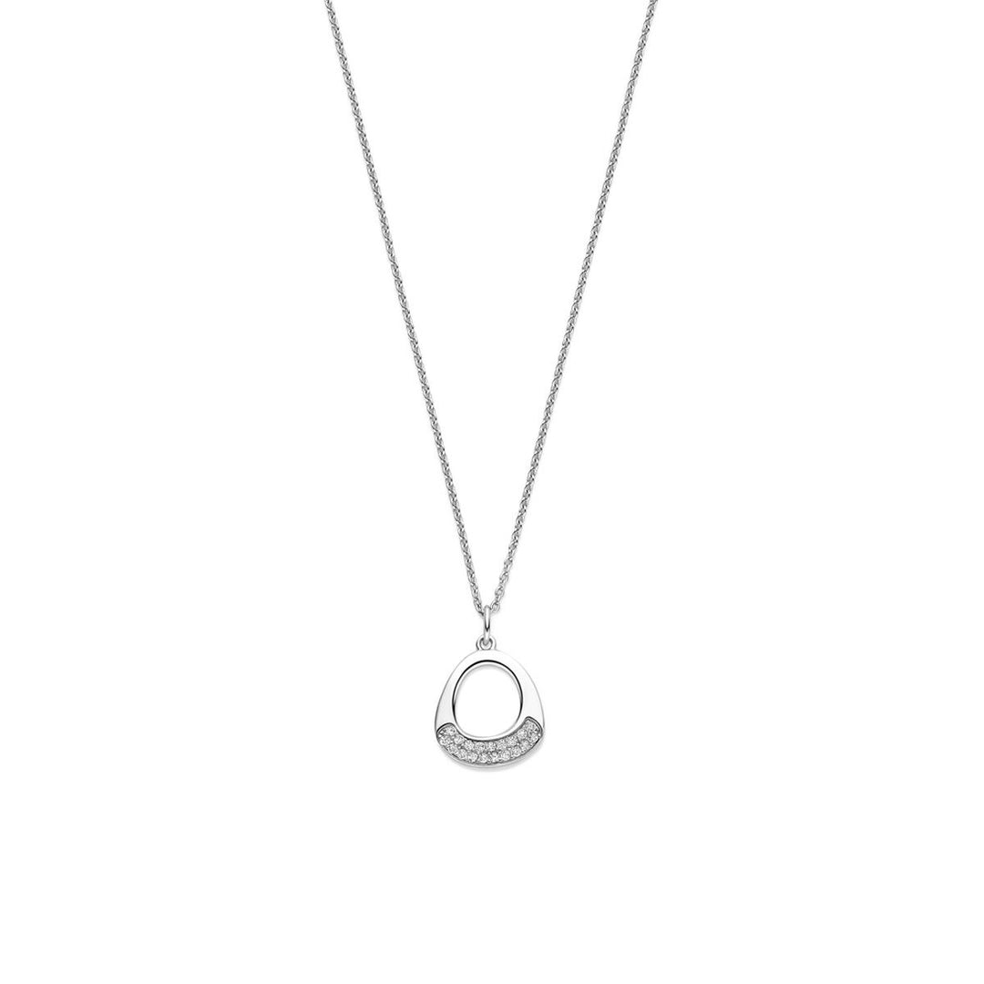 Gerhodineerd zilveren collier met zirkonia