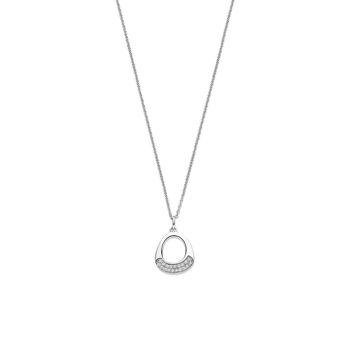 Gerhodineerd zilveren collier met zirkonia