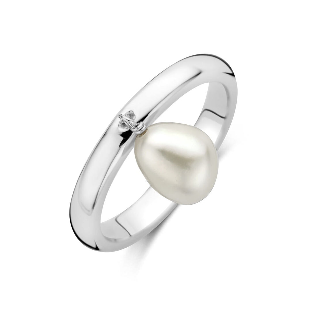 Gerhodineerd 925 zilveren ring met parel