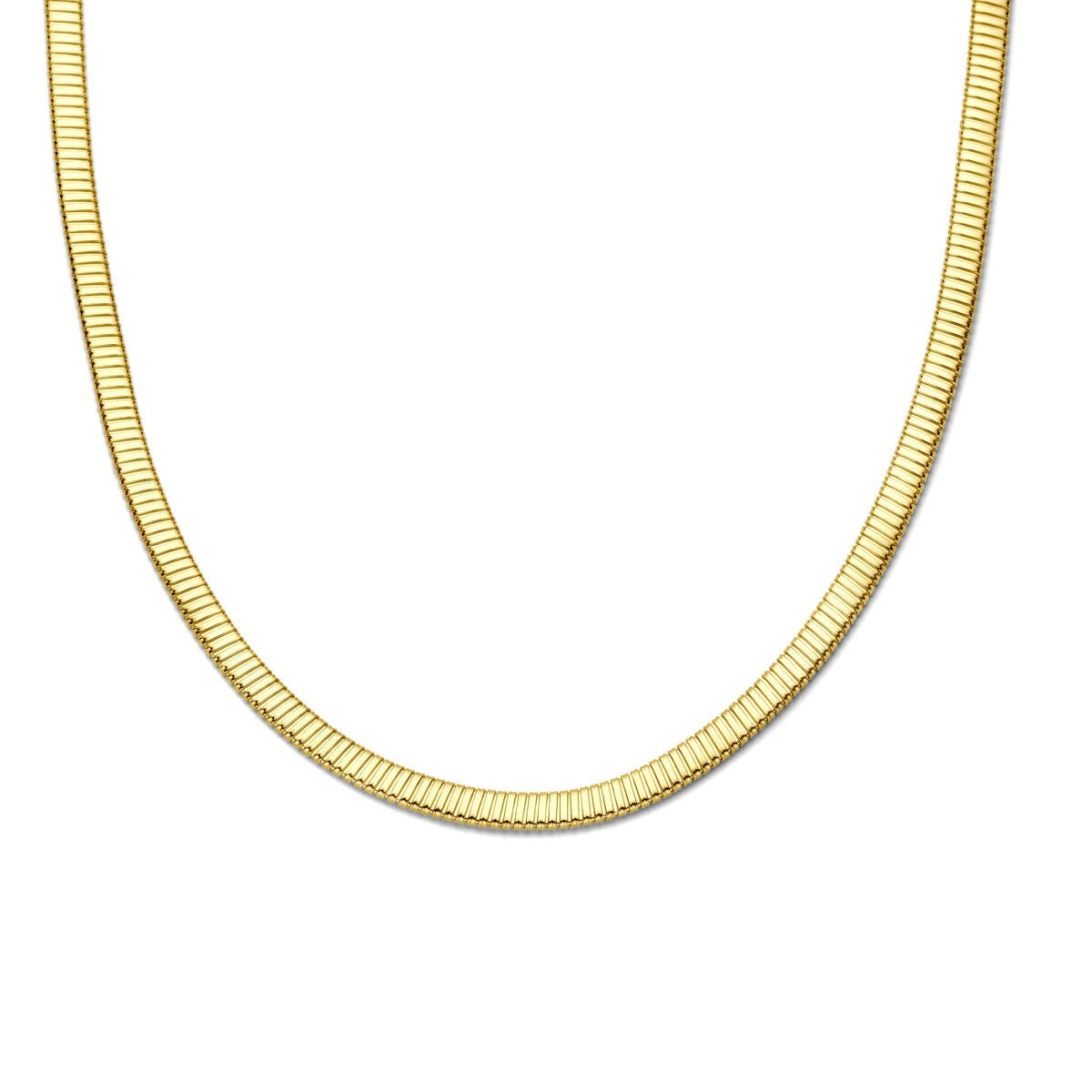 Collana in oro giallo 14k con maglia tubogas di 6 mm.