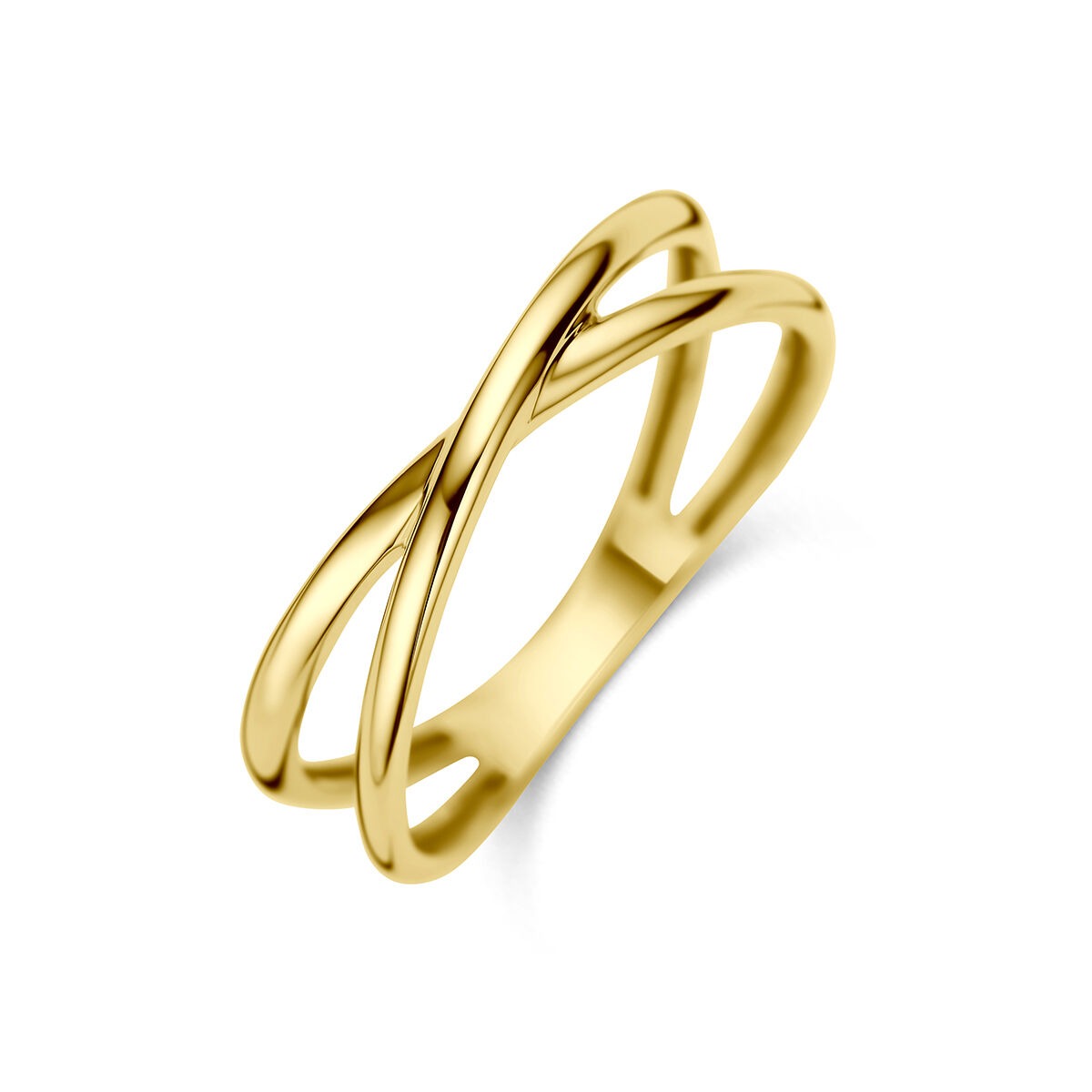 Anello in oro giallo 9 carati con design intrecciato.