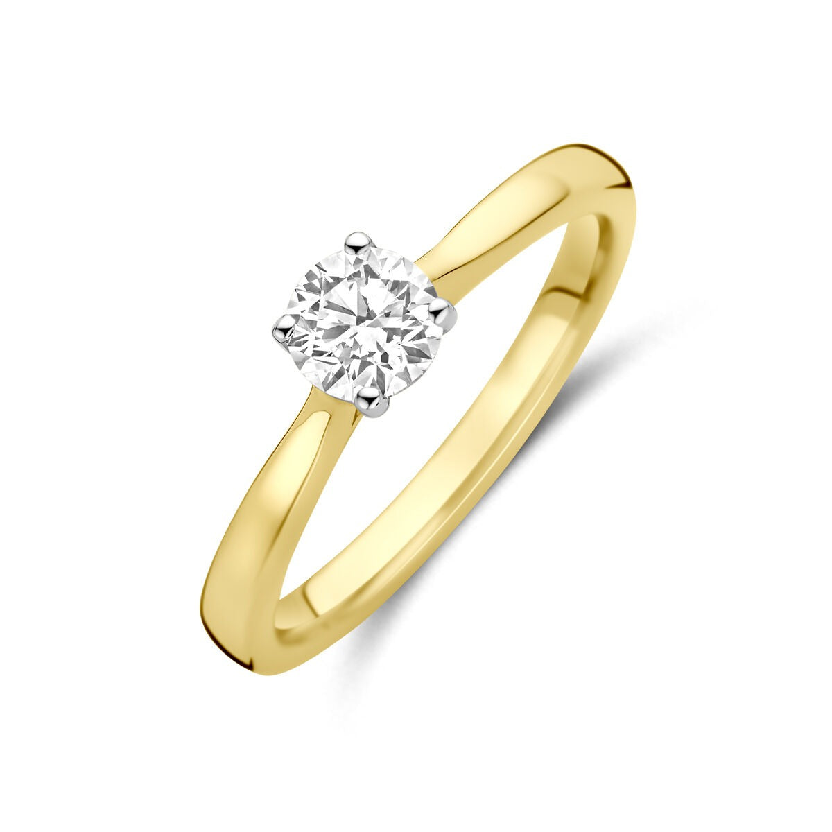 Anello bicolore in oro giallo e bianco con diamante lab-grown da 0,50 ct.
