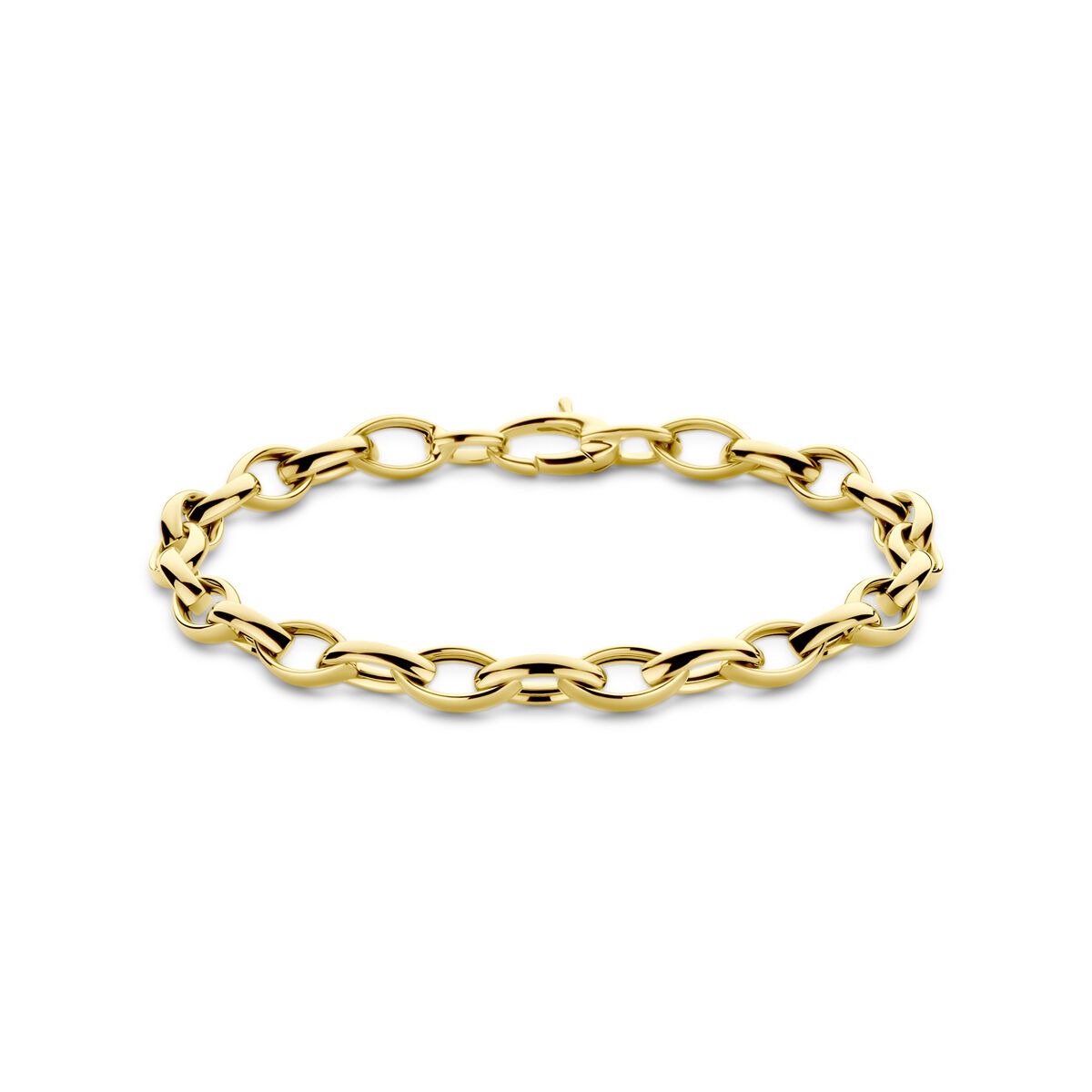 Bracciale in oro giallo 9 carati con maglie ovali collegate.