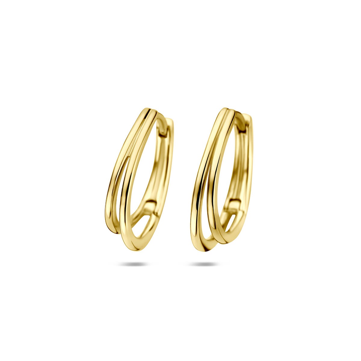 Orecchini alla creola in oro giallo 14k con design ondulato.