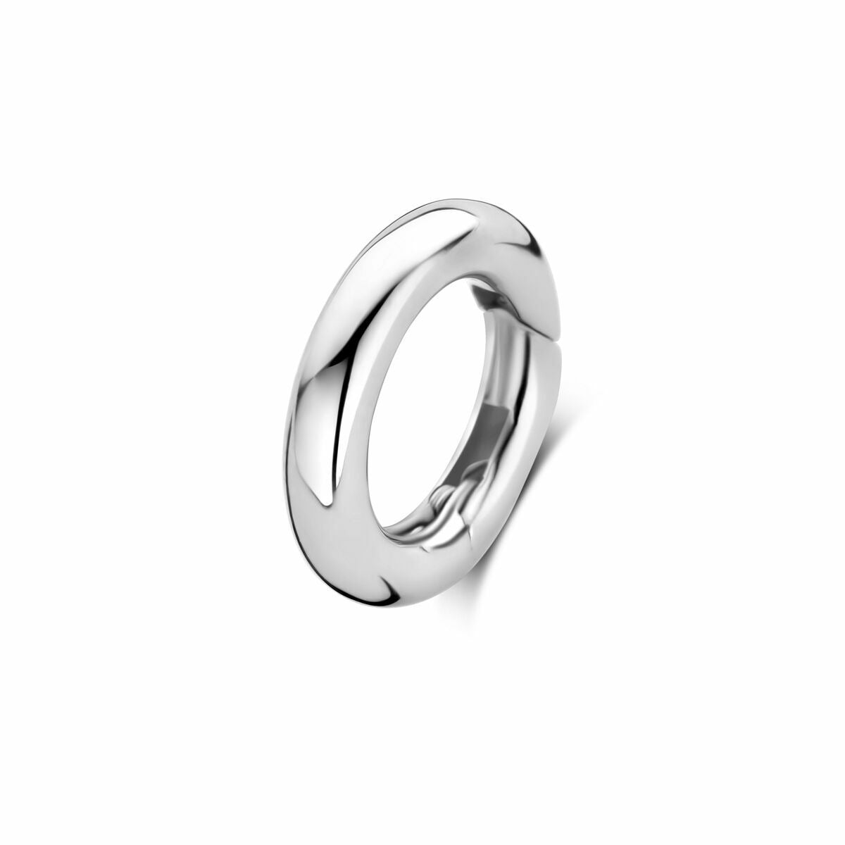 Connector in argento rodiato per donne, forma ovale e finitura lucida, diametro di 12 mm.
